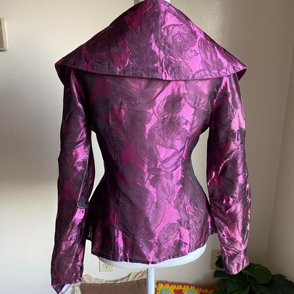 Vintage magenta floral blouse - Picture 7 of 8